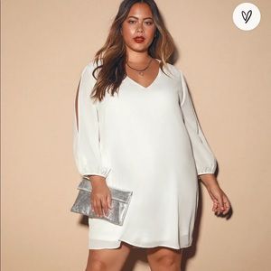 Lulu’s Shifting Dears Ivory Long Sleeve Dress